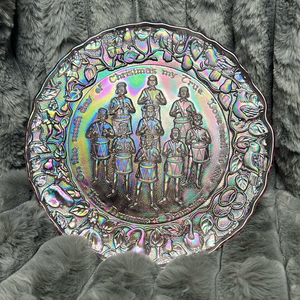 Vintage Christmas 9th day Imperial Carnival Glass Limited Edition Plate